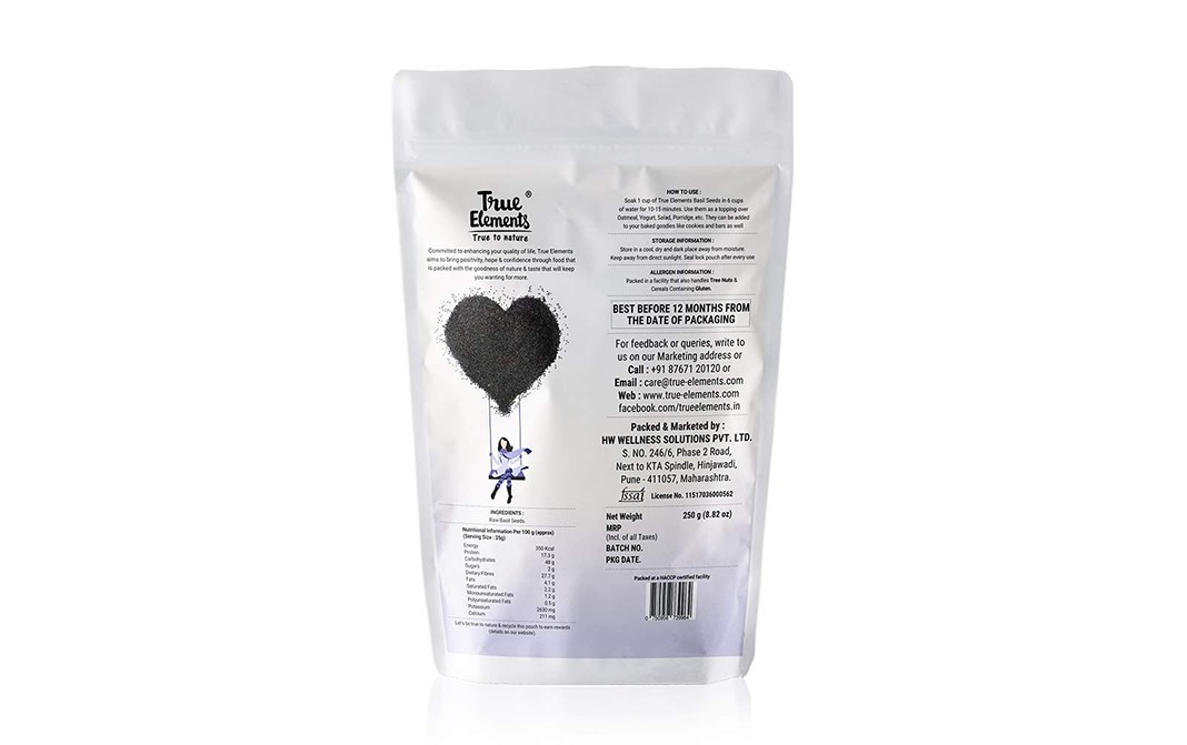True Elements Basil Raw Seeds    Pack  250 grams